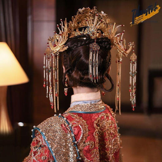 DL 1998 Pangdonglai Qualität Pangdonglai Qualität XiUhe Kopfschmuck Phoenix Crown Ming Made Braut Hanfu Hochzeit Haare Kröner neuer chinesischer Stil Ming MADE PHOENIX CROWN SET X-D10