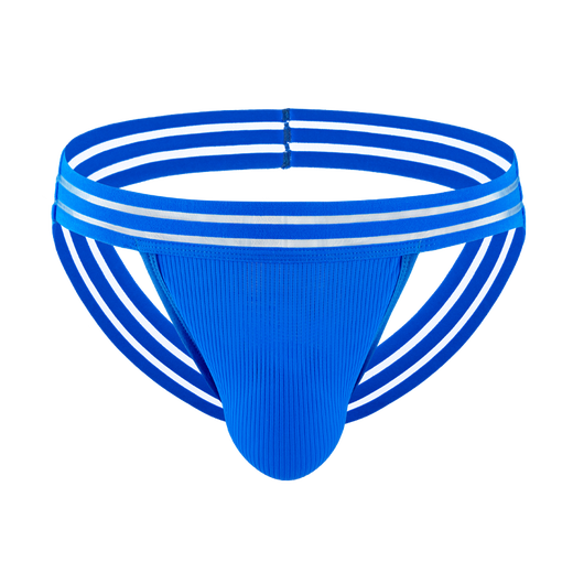 Movik men's underwear nylon thong men's sexy men's double butt silky breathable underwear men's thong underwear blue 1 pair M