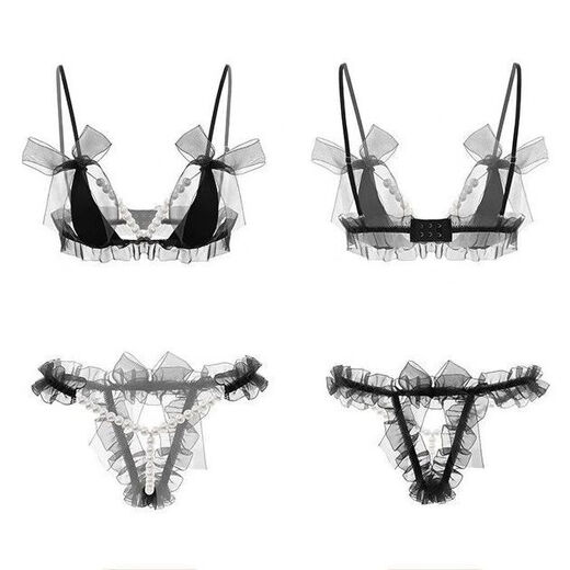 Sexy und interessante Dessous drei Punkte Spitzenperlenmassage Uniform verlockende transparente offene Leidenschaft Pason Pajama Set 9227zz White (Perle BH und Perlenunterwäsche)