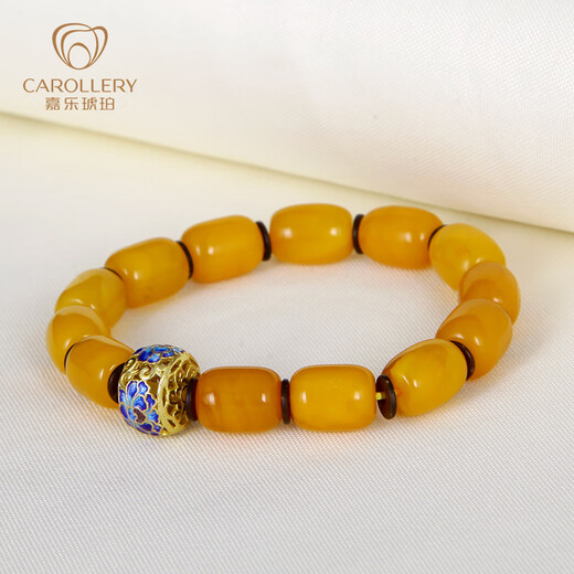 Jiale counter brand beeswax bracelet for men and women, old beeswax barrel bead bracelet with enamel jewelry birthday gift, about 10 grams, hand circumference about 15-16cm