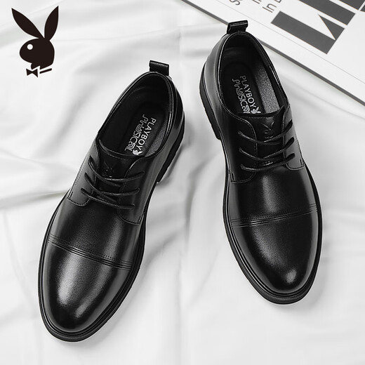 Playboy (PLAYBOY) leather shoes men's shoes 2025 autumn and winter formal shoes men's simple British business casual shoes black 40
