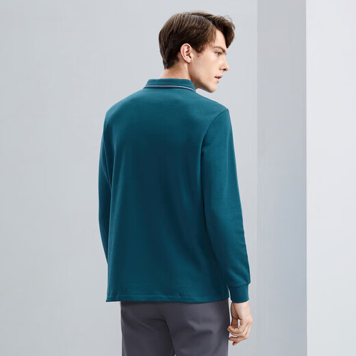 Qipai Warm Velvet Antibacterial Long Sleeve Polo Shirt Men's Thick Business Versatile Contrast Color Lapel Top