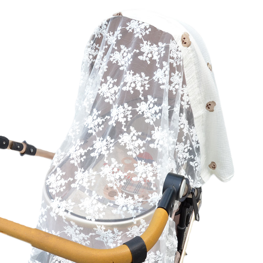 CLCEY Stroller Mosquito Net Windproof Universal Baby Walking Artifact Seat Cushion Safety Seat Mat Stroller Fan Baby Stroller Accessories Sun Shade Anti-mosquito Flying Net Mosquito Net Embroidered Bear Free Shipping Insurance