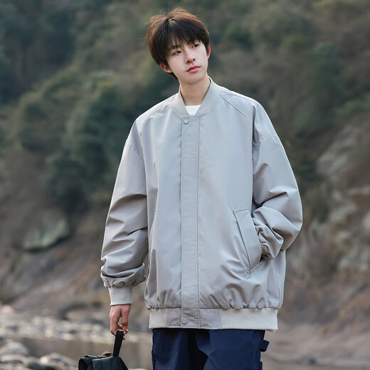 FOG SKY baseball jacket men's autumn and winter American fashion brand loose top casual trendy bomber jacket men JKCY-CYJK9299 black XL (recommended 120-145Jin Jin equals 0.5 kg)