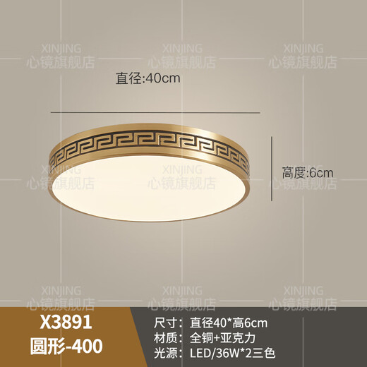 心镜全铜户外吸顶灯别墅大门口灯中式阳台玄关过道防蚊虫进门入户灯 X X3891-600*800/长方形