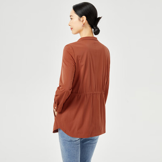 娜尔思（NAERSI）【便利外套】立领收腰风衣外套女25秋季休闲上衣 浅橙红色 L