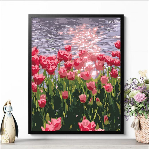 Clcey Digital Oil Painting DIY Blumenlandschaft Cartoon handbemalte Füllung handgefertigter DIY-Acrylölmalerei Dekoratives Malmal