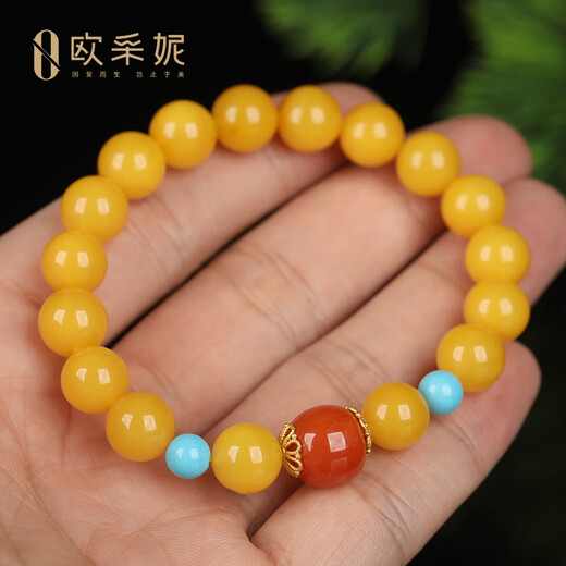 OUCERNY beeswax bracelet natural amber original heather red barrel beads old beeswax Duobao play bracelet bracelet for Chinese Valentine's Day gift