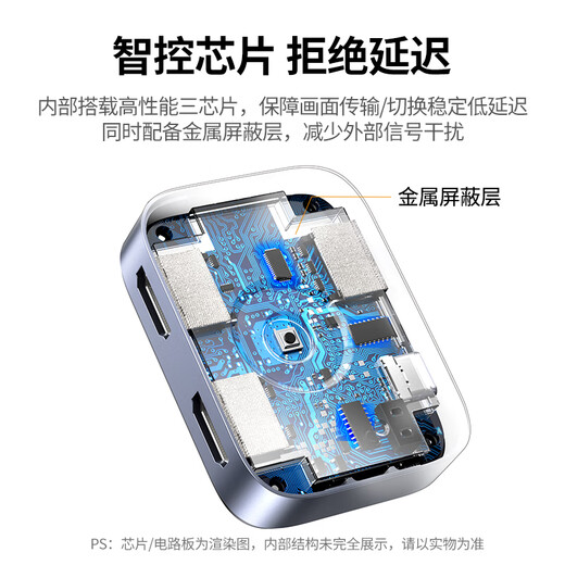 绿联HDMI2.1双向切换器二进一出 8K60Hz高清视频分配器一分二 笔记本电脑显示器接电视投影分屏器90385
