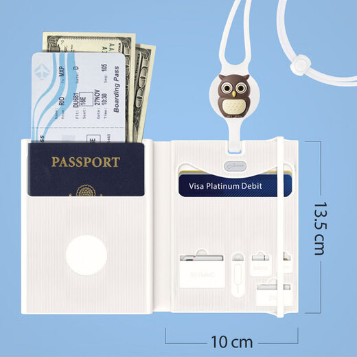 Bone mignon Clip de passeport de longe à l'étranger de voyage de voyage à l'étranger Carte de rangement COUVERTURE PORTABLE MULTI-FONCTIONNEUR PASSE PASS AIR TICK CLIP COUP SORT PASSPORT CLIP [LITE-PATI DUCK]