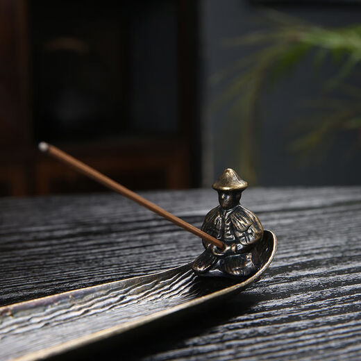 Ensa fishing old man incense burner alloy boat line incense burner household indoor sandalwood agarwood incense insert sleeping incense seat lone boat boat