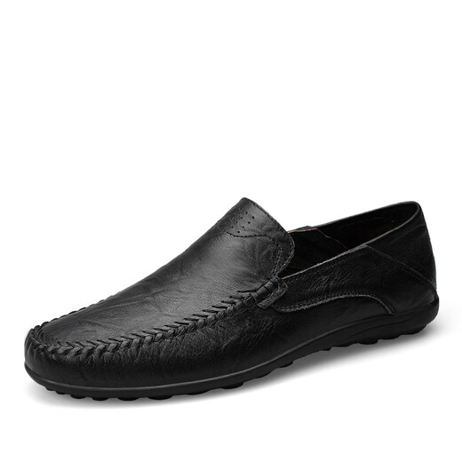 Dragonfly brand 100% genuine cowhide special price off-size casual leather shoes for men summer slip-on soft sole dad business leather shoes 8008 black genuine leather 40