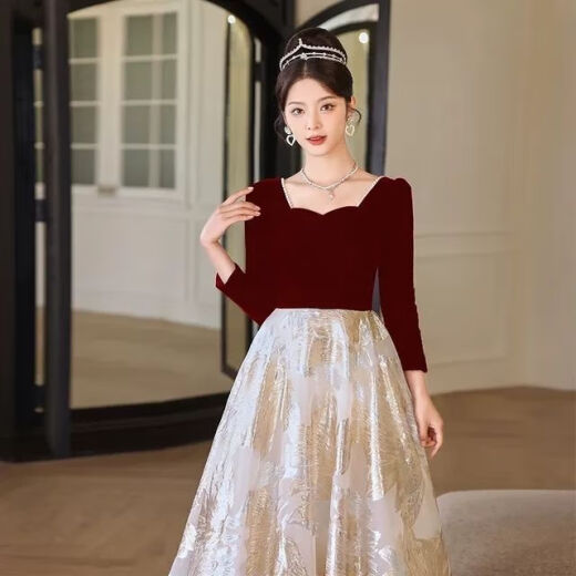 WXNT rotes Kleid 2024 Neues Sommer Light Luxury High-End Toast Clothes Braut bei Runaway Princess French Hosting Jahrestreffen 3291 2xl