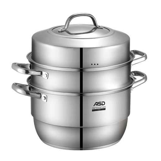ASD (ASD) 304 stainless steel steamer, gas stove, induction cooker, universal steamer for steamed buns, steamed buns, household fish steamer, thickened pot, large three-layer steamer, 32cm