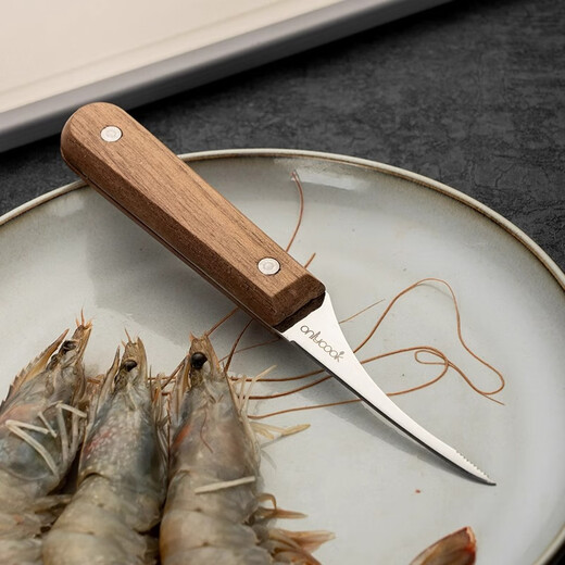 Onlycook shrimp line artifact stainless steel shrimp peeling tool removes shrimp lines special kitchen shrimp back knife wooden handle model/single