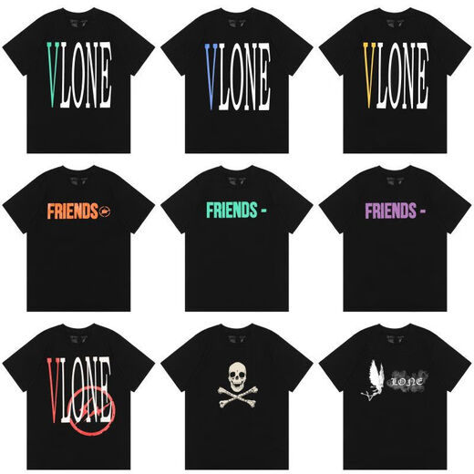 Zhidou Dou American Modemarke Vlon Jerry Big gegen kurzärmelige Nebel High Street Halbärmelige Paar Ins Sommer VTG Style T-Shirt 6187-Blacks-Code empfohlen 90-110jin [Jin gleich 0,5 kg]