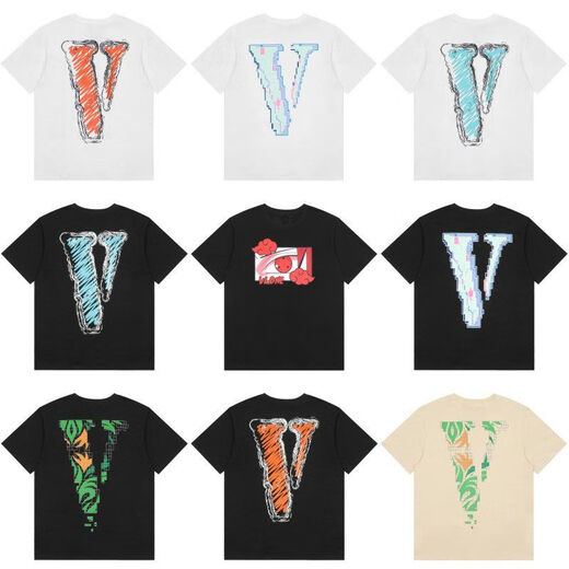 Zhidou Dou American Modemarke Vlon Jerry Big gegen kurzärmelige Nebel High Street Halbärmelige Paar Ins Sommer VTG Style T-Shirt 6187-Blacks-Code empfohlen 90-110jin [Jin gleich 0,5 kg]
