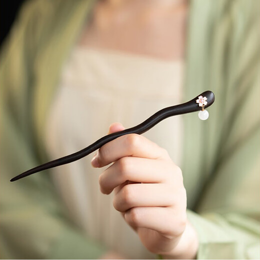 Kamalun (KAMALUN) Sandalwood Hairpin New Chinese Style Hairpin 2025 New Hetian Jade Step Shake Hairpin as a Birthday Gift for Girlfriend Peach Blossom Hairpin + Brand Gift Box Engraving Customization