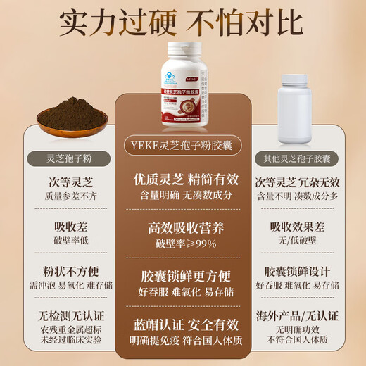 Yeke Ganoderma lucidum powder yeke spore pulverkapseln für Erwachsene, mittlere und ältere Menschen, um die Immunität zu verbessern und die Gesundheitsversorgung wiederherzustellen, um die Resistenz fünf Flaschen zu verbessern (Consolidation Pack)
