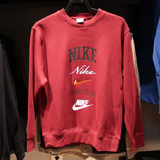 耐克（NIKE） 卫衣男士2024春秋季运动服加绒保暖圆领套头衫FN2611-365 FN2611-677深红色内里加绒 L