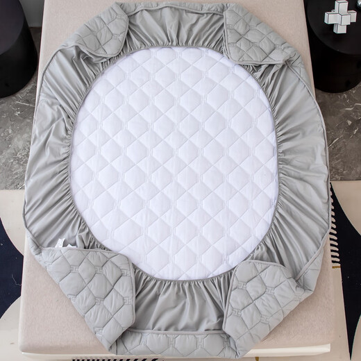 Pure cotton thickened quilted fitted sheet single piece non-slip Simmons mattress protector pure cotton dust cover sheet set fashion-light gray maternal and infant grade pure cotton 90*200cm (suitable for 5-26 mattresses)