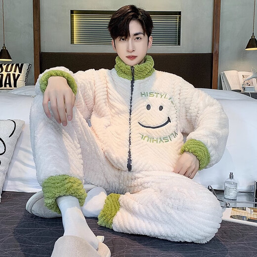 Yu Kemian (yukemian) Herren-Pyjamas Winter Teenager Koralle Velvet Dicked Student Pyjamas Herbst Herbst und Winter Flanell Home Clothing Set XQ-9928 L Standard l Höhe 168-173 Gewicht 100-125 Jin [Jin gleich 0,5 kg]