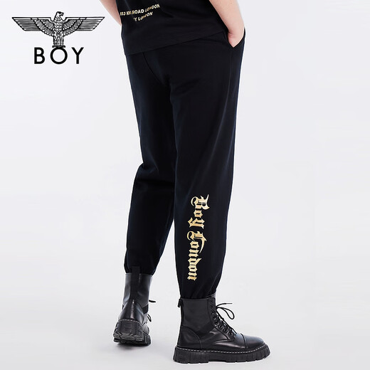 Junge London23 Herbstpaar Casual Hosen, Hoodies, Gold Stamping, Modetrendy Strick Sporthosen N15904 Schwarz S