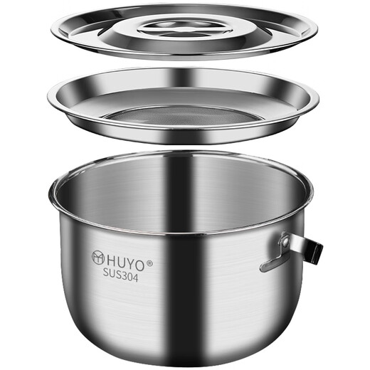 HUYO lard tank 304 stainless steel lard basin oil storage tank with lid oil tank large capacity oil cup 316 steel seasoning tank upgraded handle extra large 6 liters