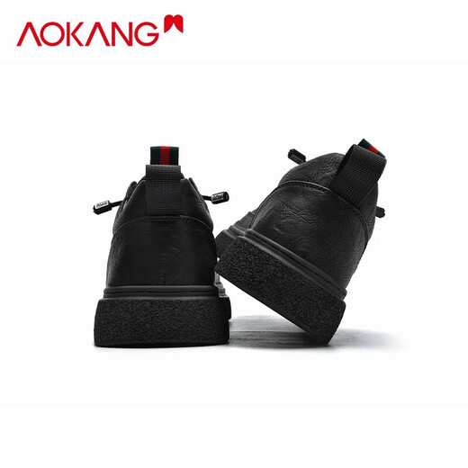 Aokang shoes men's 2025 new winter business casual genuine leather shoes men's comfortable British style thick sole sneakers men's shoes black 40