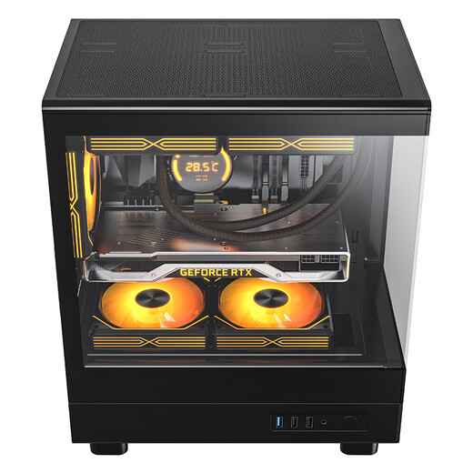 Комнатный корпус Patriot V60 с видом на море, панорамный, без колонны, MATX, красивый настольный компьютер 240 с водяным охлаждением, основной корпус настольного компьютера, черный (длина видеокарты ограничена 305 мм)