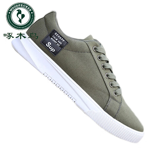 Woodpecker Old Beijing cloth shoes men's shoes Spring new canvas shoes trendy versatile soft sole sports board shoes men's flat sole trendy shoes mesh 6167 gray 44 standard code