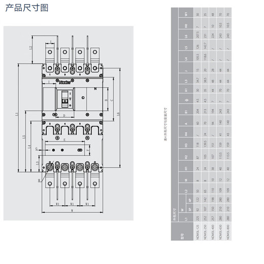 良信（Nader）空气开关塑壳漏电断路器NDM3L-12250A400A630A4P 2 3P