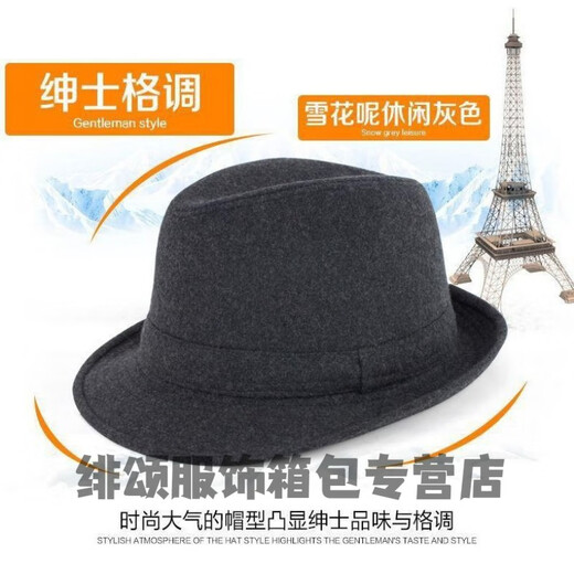 Qian Lianyu painter's doctor's hat men's spring and autumn woolen hat hat middle-aged and elderly men's jazz hat winter old man hat fine woolen black slightly smaller size 57 cm