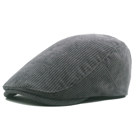 Meilunmei Automne Béret en velours côtelé pour les hommes British Retro Painter Casual Fashion Front Front Hat Ajustement du journal Black Head Circle (55-59)