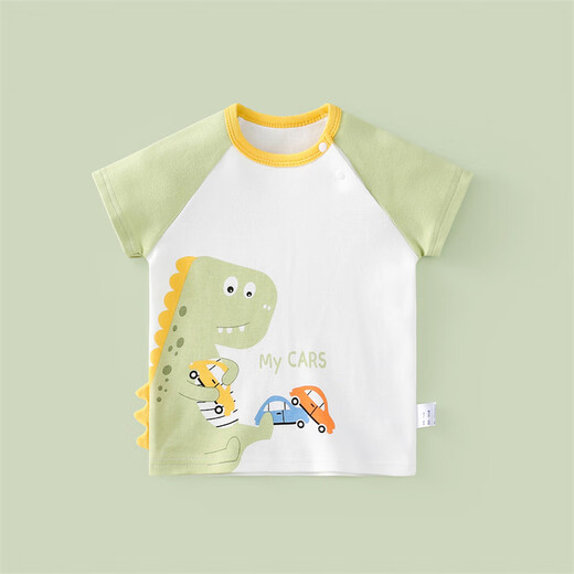 Duoxiluka children's T-shirt summer short-sleeved top breathable and cute bottoming shirt for boys and girls green dinosaur car 100