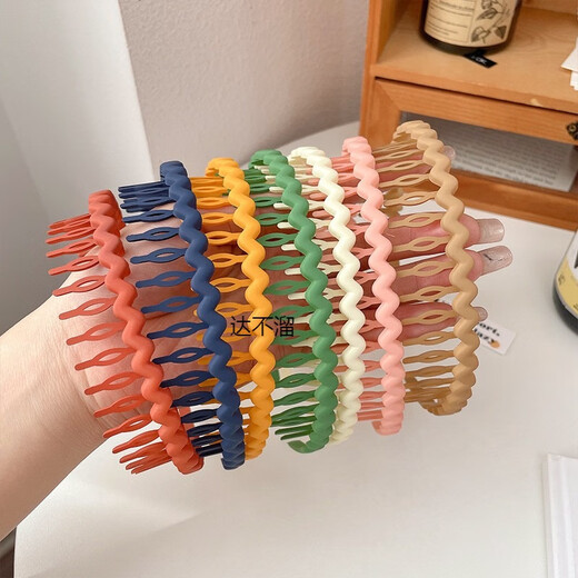 Dabuliu Zähne-resistente Nicht-Schlupf-Stirnbandmädchen Gummi Stirnband Waschen Gesicht Make-up Reparieren Haare Crushing Artefact Pressen Haarband Haartkarte Farbe 9274i Schwarzes Stirnband