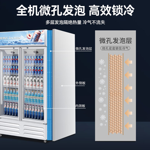 
Royalstar display cabinet refrigerated fresh storage cabinet commercial beverage cabinet convenience store refrigerator refrigeration large capacity wine cabinet fresh storage vertical refrigerator glass door display cabinet double door 728 liters - five-layer - direct cooling unit white National joint insurance