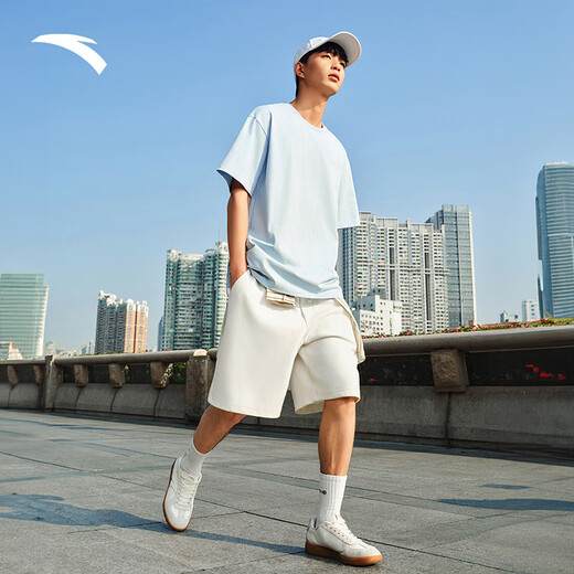 Anta casual short-sleeved T-shirt for men and women the same style for summer simple solid color round neck sports base shirt loose couple top