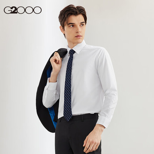 G2000 Easy to care for G2000 men's 2025 spring and summer shopping mall same style cotton blend skin-friendly formal long-sleeved shirt white - fashion tailoring - no ironing and anti-wrinkle L 7G /175 (bust 112/waist 102)