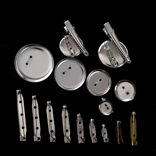 Muyu pin insurance safety pin placket corsage base buckle pin with lock tie brooch DIY accessories handmade jewelry silver disc brooch 2.5CM [20 pieces]