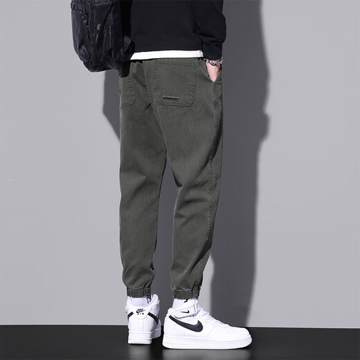 
JEEP SPIRIT casual pants for men spring and autumn new loose ties sports long pants for men trendy brand versatile work pants for men 9859 military green 3XL