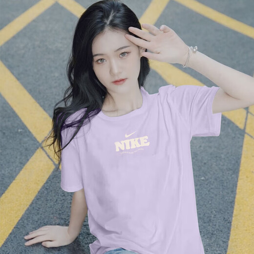 耐克（NIKE）t恤女 夏装新款时尚宽松舒适简约衣服刺绣小勾透气棉质短袖女 HF6180-517 XL (170/92A)