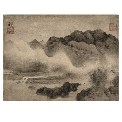 Yuan Gao Ranhui's landscape paintings ancient landscape paintings scroll famous paintings replica antique paintings decorative hanging paintings Yuan Ni Zanjun stone ancient raft map 12134 50X66 cm (spraying painting heart size) Framed