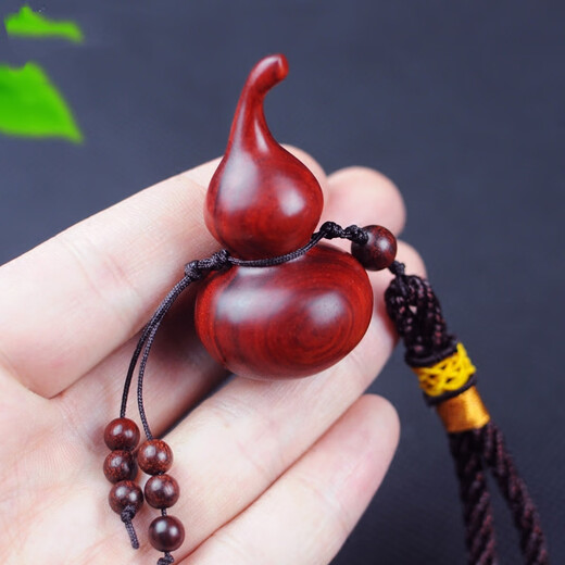 蓝铂丽胖东来品质葫芦吊坠木雕刻手把件汽车包包挂件挂坠精品红 老凤祥同款葫芦钥匙扣
