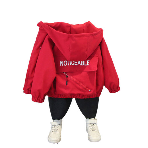 G.DUCKKIDS Little Yellow Duck Children's Clothing Boys' Jackets Spring and Autumn 2025 New Children's Jackets Boys Pocket Hooded Zipper Shirt Men Burgundy 120 Size 5~6 years old 110-120cm