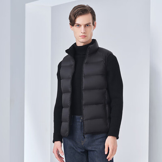 Tambor light down jacket vest for men with short stand-up collar, light and warm, comfortable vest with inner layer TA330033 black 175