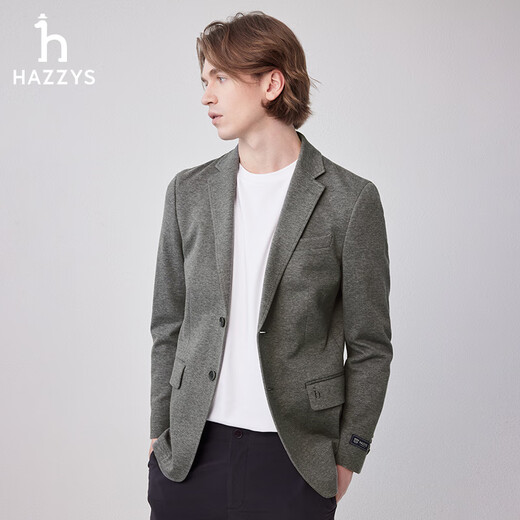 HAZZYS Men's Spring and Autumn Gentleman's Quality Fitted Unisex Commuting Knitted Suit ASUZJ0BAJ01 Gray GE L (175/96A 48)