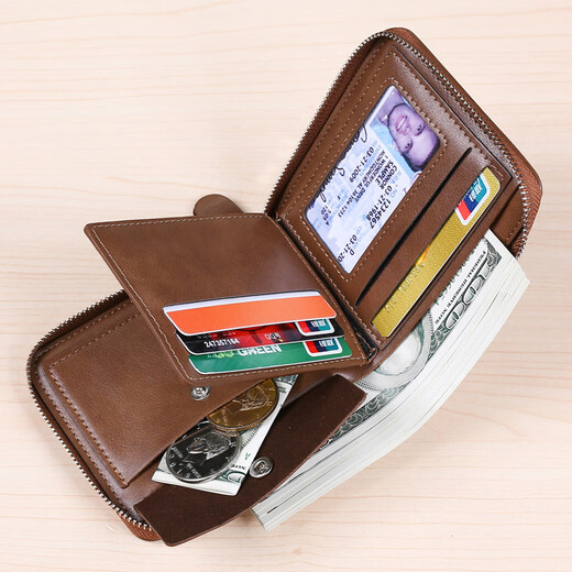 QIGER女士钱包女短款钱夹新款韩版多功能折叠皮夹拉链卡套小钱夹卡包 熏衣紫【防盗刷】