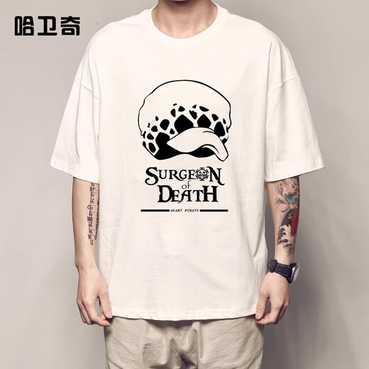
Zhizhen Male God 2025 new One Piece Luo Luffy T-shirt Men's Cotton Short Sleeve Sanji White Beard Ace Chopper peripheral clothes White F1278 Luffy S