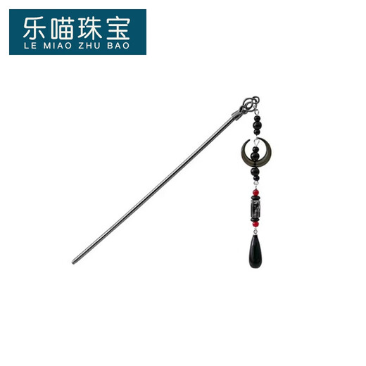 LEMIAO New Chinese style crescent moon water drop pendant hairpin for women exquisite ancient style tassel hairpin Hanfu headdress X489 moon water drop hairpin